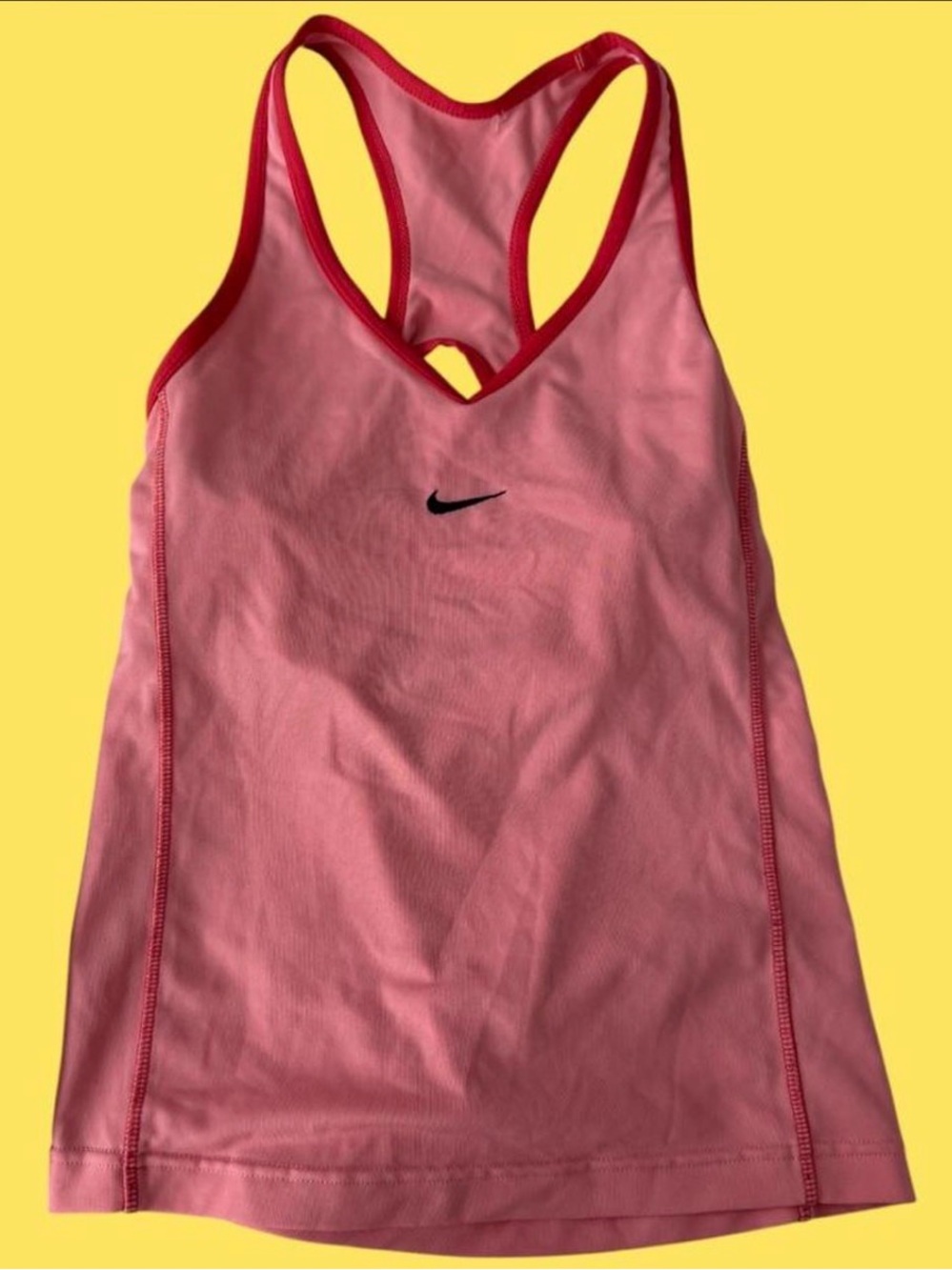 Nike Y2K Pink Tank with Red Trim and Black Swoosh